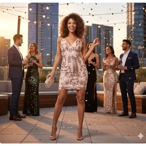 PrettyLittleThing Dress Womens 0 Pink Sequin Bodycon Mini Cocktail Party Event thumbnail 9