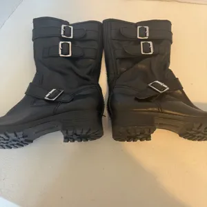 Marc Fisher Womens‎ Black Leather Moto Boots Buckle Strap Mid Calf Cap Toe 9M thumbnail 2