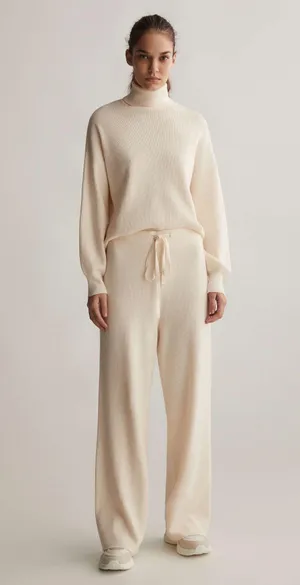 Oysho ribbed asymmetric high neck turtleneck knit sweater thumbnail 3