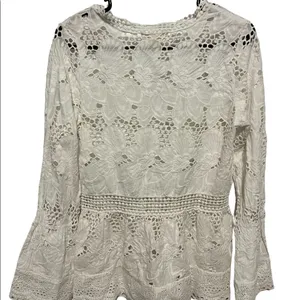 Luna moon bohemian Gypsy white lace flower floral top size small thumbnail 7