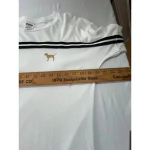 PINK - Victoria's Secret Gold Sequin Dog Campus Oversized‎ Tee Women XS White Black thumbnail 12