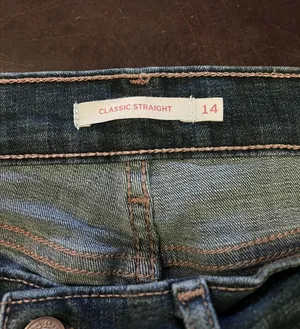 Levis Classic Straight Jeans Womens 14S Blue Dark Wash Stretch Denim Pants thumbnail 7
