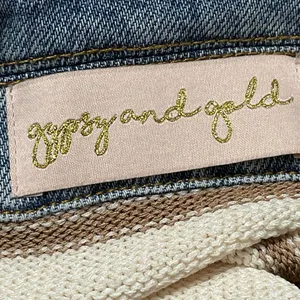 Olivaceous Gypsy and Gold Cream Striped Short Sleeve Collared Polo Shirt Top M thumbnail 4