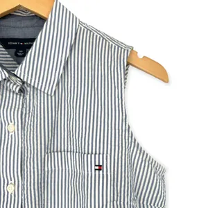 Tommy Hilfiger | Small | Nautical Blue White Pinstripe Sleeveless Button-Up Top thumbnail 2
