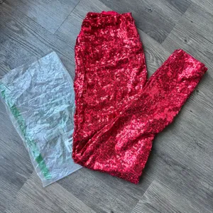 NEW Tipsy Elves Red Sequin High Waisted Leggings Sm Sparkly Rave Holiday Party thumbnail 3