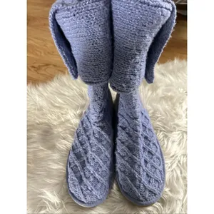 UGG Australia Cardy Knit Tall Fold Over Light Purple Sweater Boot - Size 8 thumbnail 7