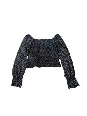 Anthropologie Balloon Sleeve Smocked Blouse Whimsigoth Dark Romantic Cottage thumbnail 6