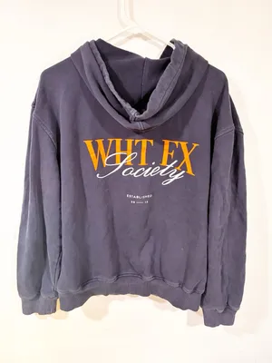 White Fox Society Navy Blue Orange Pullover Hoodie Sweatshirt Size Medium/Large thumbnail 5