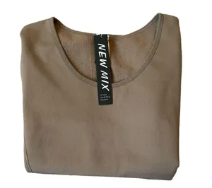 New Mix women's size XS-S tan fleece long sleeve scoop neck top NWT thumbnail 5