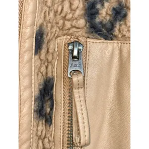 Abercrombie & Fitch Soft AF Tan Leopard Sherpa Fleece Zip Jacket Coat Womens M thumbnail 6