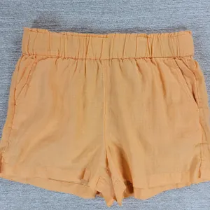 J.Crew Linen Shorts Size M Orange Paperbag Waist Elastic Pull On Pockets Summer thumbnail 4