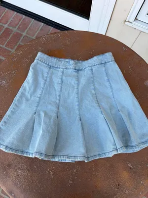 No Boundaries y2k light blue denim ruffled mini skirt fits like a sz 6 #boho #western #rodeo #summer thumbnail 6