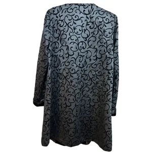 Victorian Gothic Patra Black Flocked Velvet Scroll Evening Coat‎ Sz M Witchy thumbnail 9