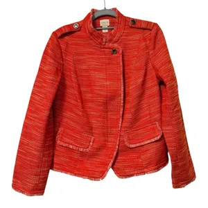 Chico’s Tweed Single Button Full Zip Long Sleeve‎ Jacket Orange Size 0 (4) thumbnail 2