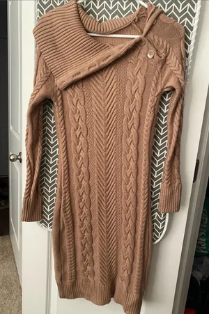 Sweater Dress As Shown Size S Tan thumbnail 1