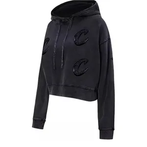 Pro‎ Standard Women's L Black Hoodie Cleveland Cavaliers Crystalline Crop NWOT thumbnail 3