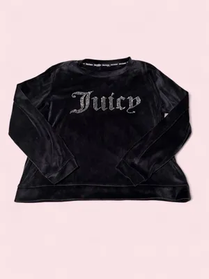 Juicy Couture Black Velour Rhinestone Logo Track Set thumbnail 2