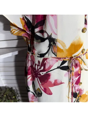 IZ Byer Y2K dress maxi floral boho short sleeve fairy whimsical cottage Derby L thumbnail 10