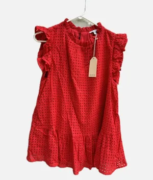JODIFL Vibrant Red Eyelet Tunic thumbnail 1