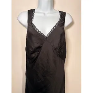 American Eagle Maxi Slip Dress Brown Lace Trim V-Neck Coquette Y2K 90s Size M thumbnail 2