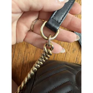 Gucci Crossbody Bag Womens Small Black Leather GG Marmont Camera Made In Italy thumbnail 15