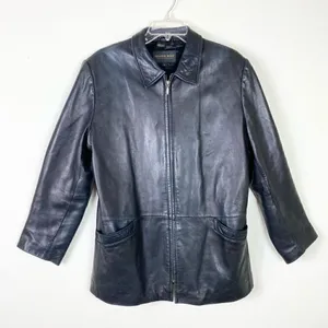 Vintage Golden Bear San Francisco Black Zip Up Leather Jacket Size L thumbnail 1