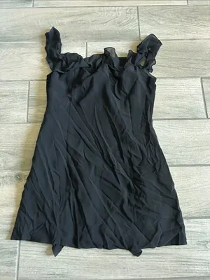 Black Ruffle Trim Off-Shoulder Dress thumbnail 5