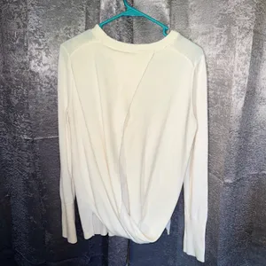 Lululemon Cashlux‎ Still At Ease Cream Open Tulip Back Long Sleeve Knit Sweater thumbnail 3