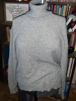 J Crew gray wool alpaca blend turtleneck cozy oversized sweater thumbnail 1