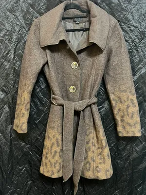 Women’s TRIBAL Wool Blend Coat: brown with Jaguar Print Size:4 thumbnail 1