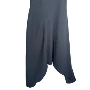 AllSaints Gia Black Asymmetric Midi Dress Ribbed High Low Size 6 thumbnail 7