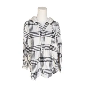 American Eagle - NWT Plaid Button Down Y2K Grunge Hooded Shirt Jacket Sz S thumbnail 3