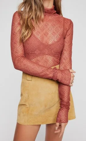 Free People Sweet Memories Dainty Boho Chic Earthy Lace Long Sleeve size small thumbnail 1