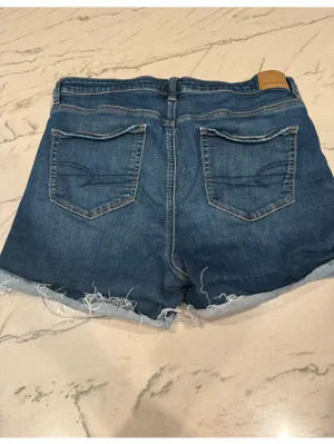 American Eagle Super High Rise Shortie Denim Shorts Size 16 Next Level Stretch thumbnail 11