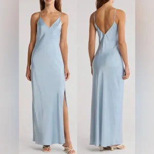 NEW rag & bone Risse Satin Midi Slip dress fully Lined Dusty Blue sz 4 thumbnail 2