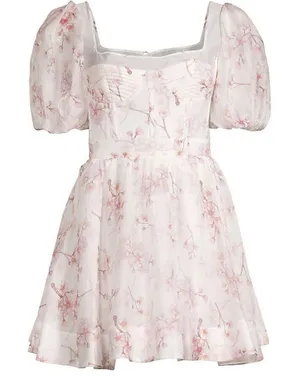 Bardot White Mini Dress with Pink Floral Print thumbnail 1