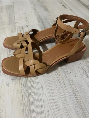Frye Tan Huarache Braided Ankle-Strap Block Heel Sandal Size 6.5 thumbnail 3