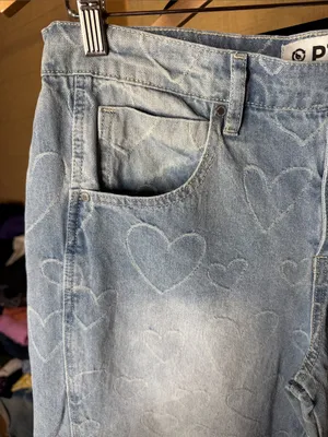 PTCL Heart Jacquard Barrel Leg Jeans Light Wash Size 29 / 10 thumbnail 5