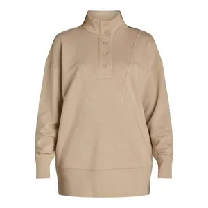 Time and Tru Womens Pullover Sweatshirt Size XL Champagne Mock Neck Button Top thumbnail 2