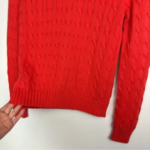 Ralph Lauren Sport Womens Cable Knit Sweater Sz Small Coral Orange Cotton thumbnail 6