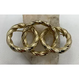Vintage Lot of 3‎ Gold Tone Pin Brooch Circular Round Napier Interlocking Circle thumbnail 4
