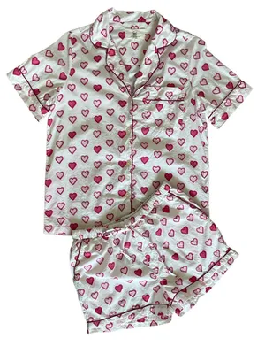 Print Fresh Organic Cotton Shorts And Top Heart Print Pajama Set Size XS thumbnail 1