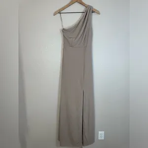 NEW Birdy Grey Kira Bridesmaid Dress With Slit In Chiffon Taupe size XS $105 thumbnail 4