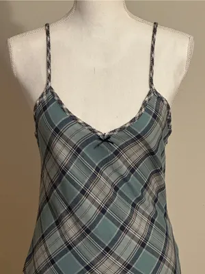 Zara Plaid V-neck Spaghetti Strap Mini Slip Dress NWT thumbnail 5