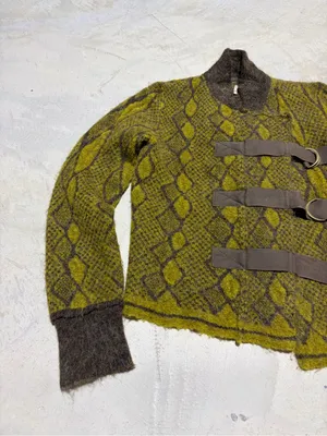 Free people Green and Brown wool alpaca Cardigan medium thumbnail 2