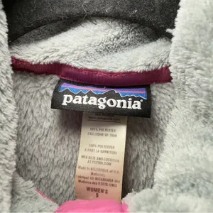 Patagonia‎ Women Small Re-Tool Snap-T Gray Fleece Pullover Pink Accents Granola thumbnail 6