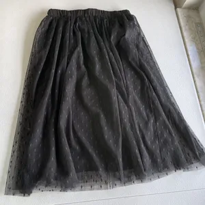 FOREVER 21 Womens M Pull On Mesh Party Skirt Black Lined Embroidered Dots thumbnail 2