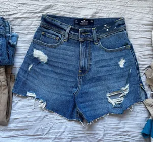 Hollister Distressed Medium Blue High-Rise Denim Shorts thumbnail 1