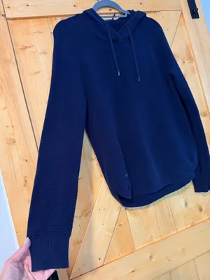Lauren Ralph Lauren Navy Blue Waffle Knit Hooded Sweater Sz M thumbnail 11