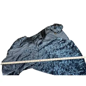 Lulus Women’s Blue Crushed Velvet Wrap Dress Size L Fit & Flare Holiday Party thumbnail 7